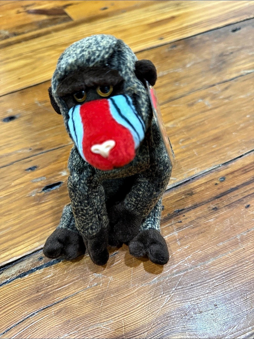Ty Cheeks the Baboon Beanie Baby Plush Brown & Red